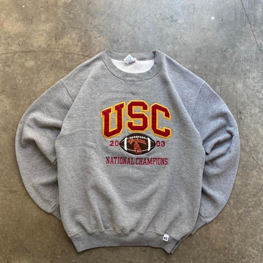 Vintage 2003 USC California National Champions Russell Athletic Crewneck Size M